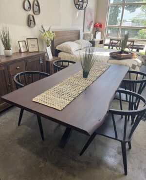 Live Edge Dining Table and 6 Spindle Chairs