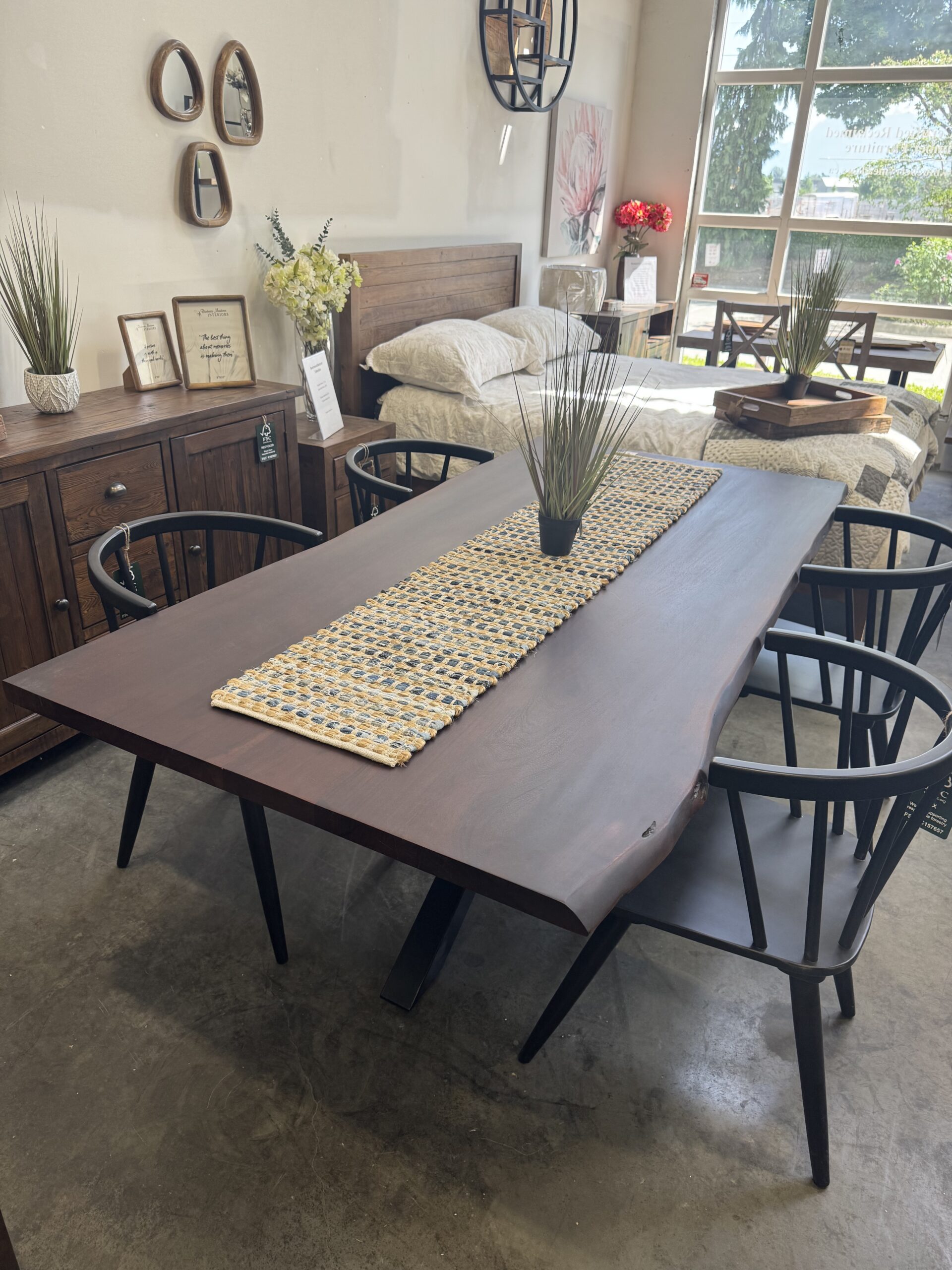 Live Edge Dining Table and 6 Spindle Chairs