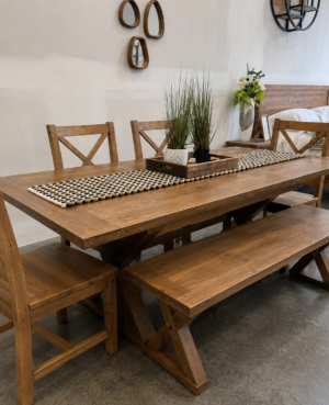 Bavaria Small 140/180cm Extending Dining Set with Crossback Chair in Cashew