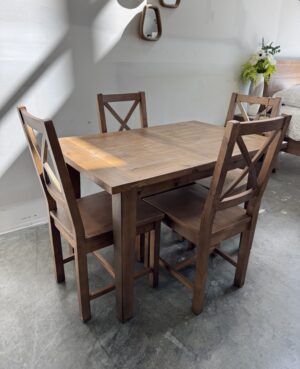 New England Small Extending Dining Table & 4 Crossback Chairs in Cashew - ARRIVES AUG