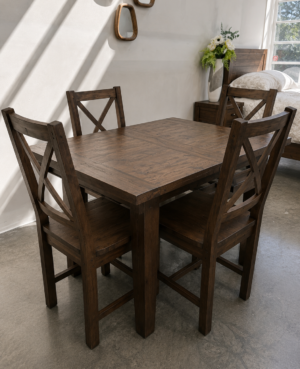 New England Small Extending Dining Table & 4 Crossback Chairs in Coffee Bean - ARRIVES AUG