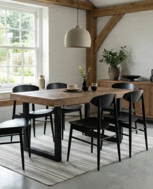 Brooklyn Small 140/180cm Extending Table & 6 Bowery Chairs
