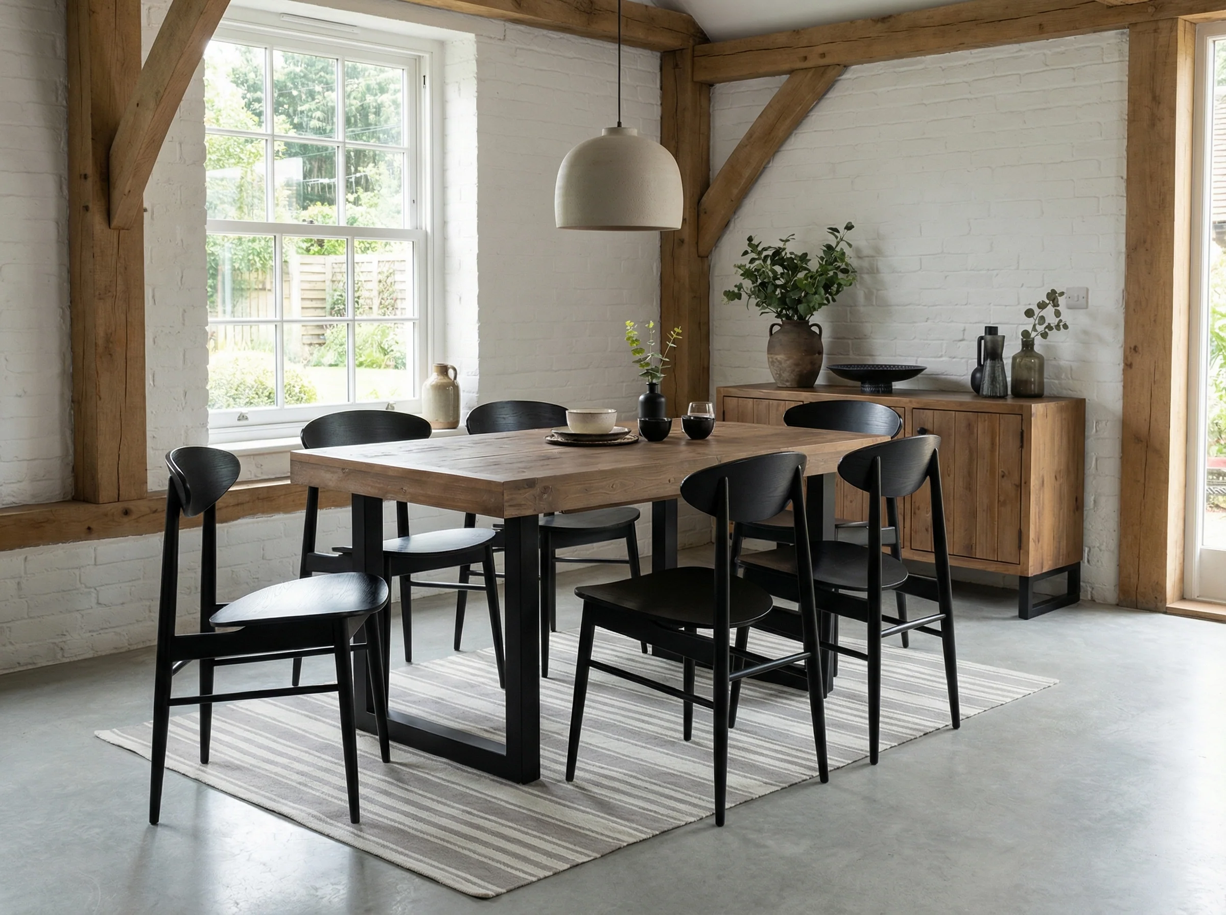 Brooklyn Small 140/180cm Extending Table & 6 Bowery Chairs