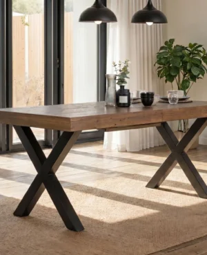Brooklyn Large 180/240cm X Leg Extending Table in Cashew