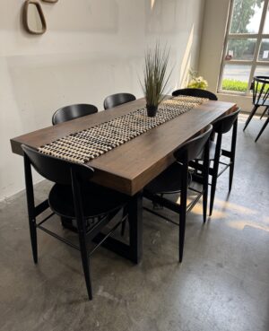 Brooklyn 180/90cm Fixed Top Table in Coffee Bean & 6 Bowery Chairs