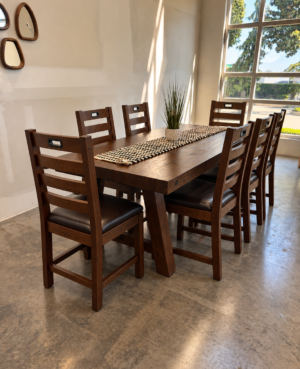 Kai 180/240cm Extending Dining Table & 6 Flea Chairs in Coffee Bean - ARRIVES OCT