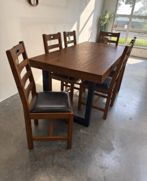 Brooklyn 180/90cm Fixed Top Table & 6 Flea Market Chairs In Coffee Bean - ARRIVES OCT