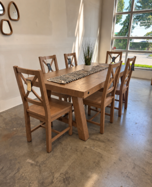 Kai 180/240cm Extending Dining Table & 6 Crossback Chairs in Cashew