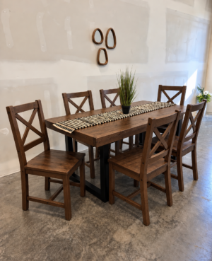 Brooklyn 180/90cm Fixed Top Table & 6 Crossback Chairs In Coffee Bean