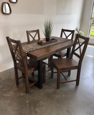 Brooklyn 135/80cm Fixed Top Table & 4 Crossback Chairs in Coffee Bean