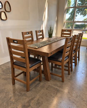 Kai 200cm Dining Table Set with 6 Flea Chairs in Cashew - ARRIVES OCT