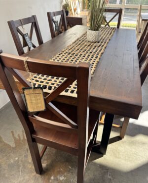 Brooklyn Small 140/180cm Extending Table & 6 Crossback Chairs in Coffee Bean