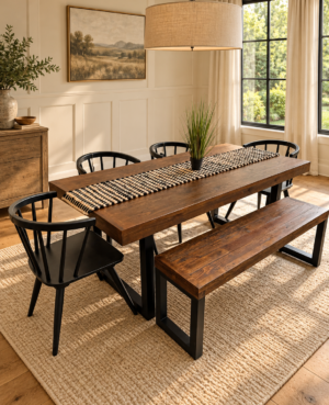 Brooklyn 200/90cm Fixed Top Table & Bogart Chair Set In Cashew - ARRIVES DEC