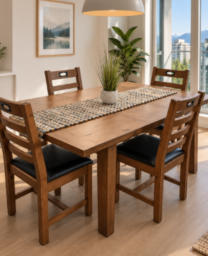 New England Medium Extending Dining Table in Cashew